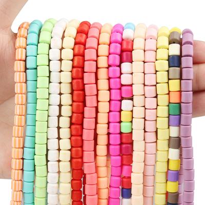 6x6mm Polymer Clay Cylinder Column Shape Multicolor Hematite Stone Loose Round Beads for Accessories Jewellery Making Diy Bracelet