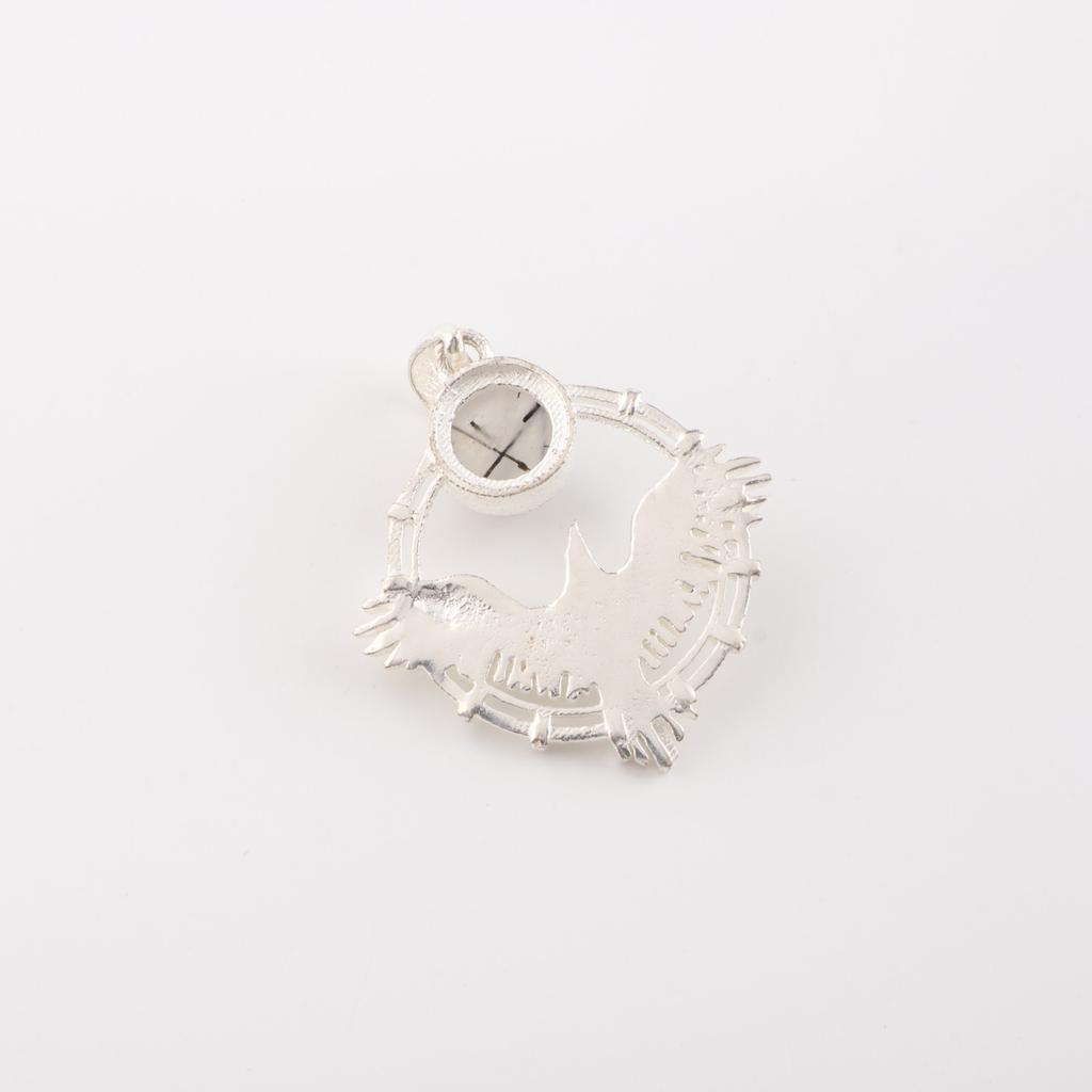 Black Rutile Gemstone 925 Sterling Silver Jewelry Pendant 1.43" Gift For Friend CP-38-32