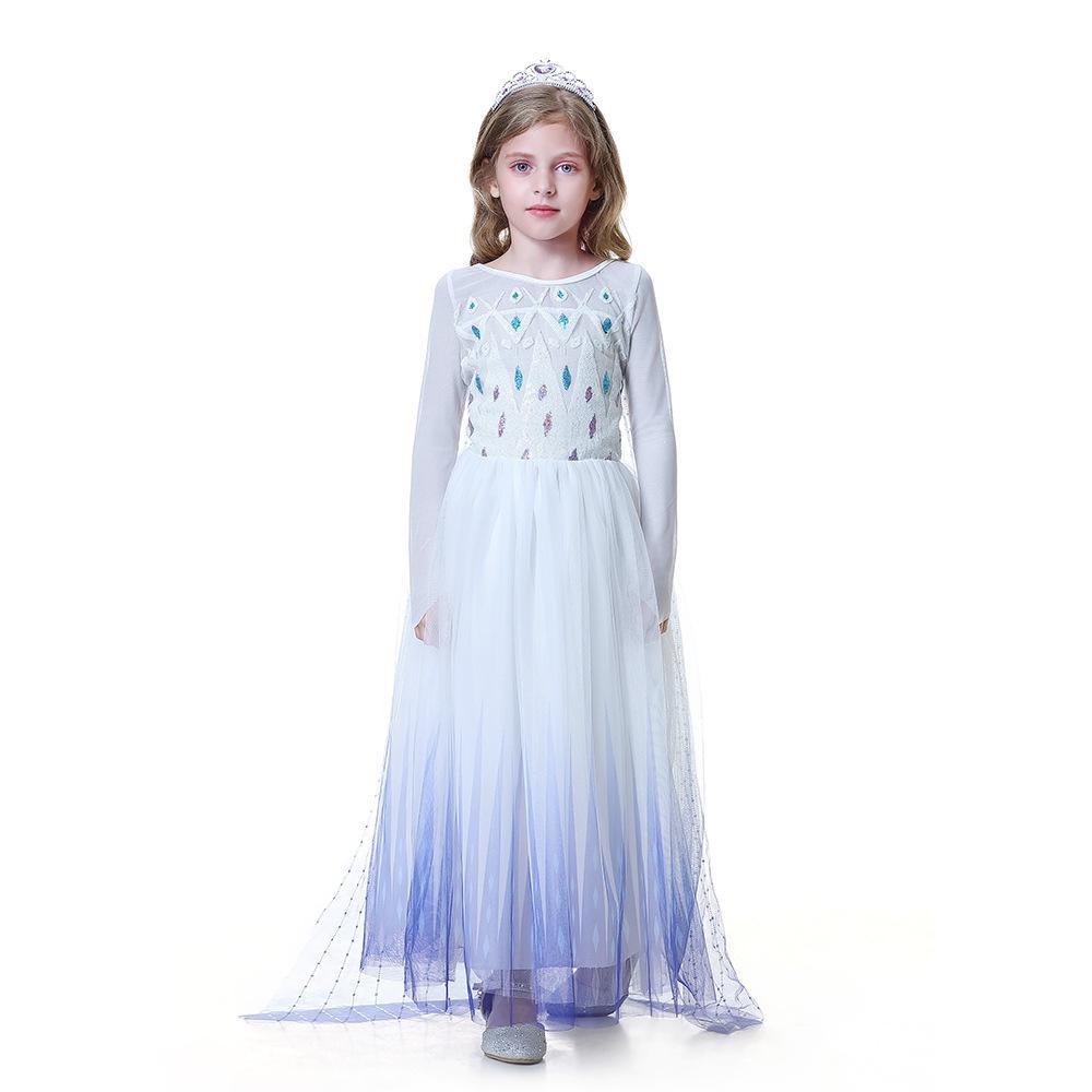 Frozen 2 Autumn Elsa Princess Dress – White Girls' Gown with Coat