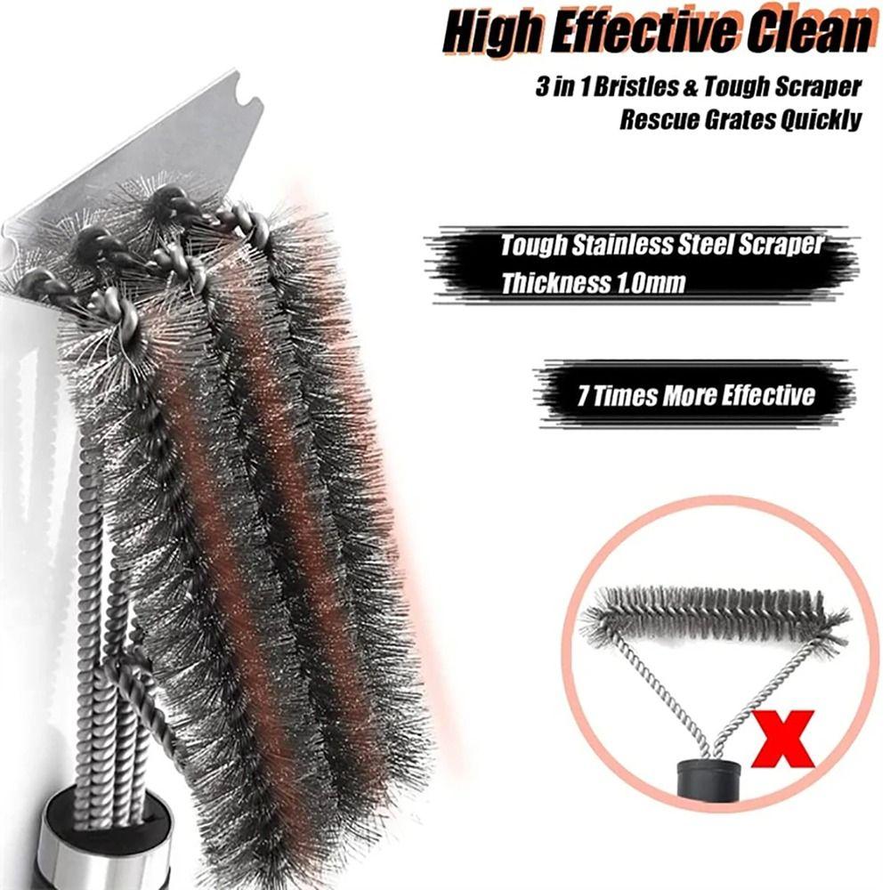 1Pcs New with Deluxe Handle Grill Brush and Scraper 18 inch Safe Cleaner Brush Stainless Steel Bristle Barbecue BBQ Tool