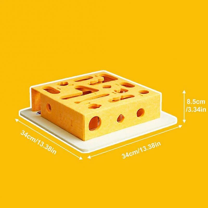 Interactive Cat Puzzle Toy Box - Fun Training Game for Indoor Cats, Scratch-Resistant Maze with Bell & Rainbow Balls for All Sizes