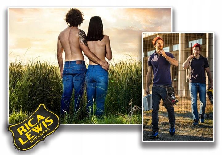Spodnie Męskie Jeans Bojówki Robocze Elastyczne Wygodne Wzmacniane Jeansowe