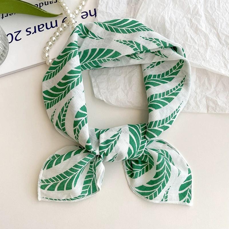 56cm Soft Retro Soft Cotton Square Scarf for Women Neckerchief Cotton Headscarf Floral Printed Small Scarf Hijabs