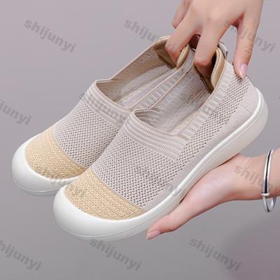 Fashion Large Size Women's Shoes Summer New Fashion Breathable Mesh Hollow Comfortable Casual Shoes Lightweight Soft Sole Non Slip Flats