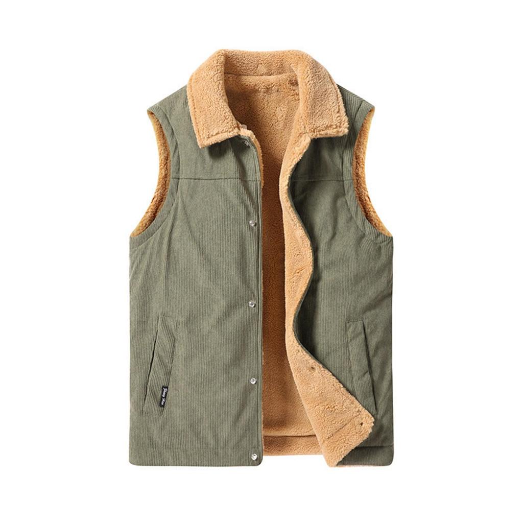 Autumn And Winter Men's Corduroy Vest Plush Oversize Vest Casual Coat