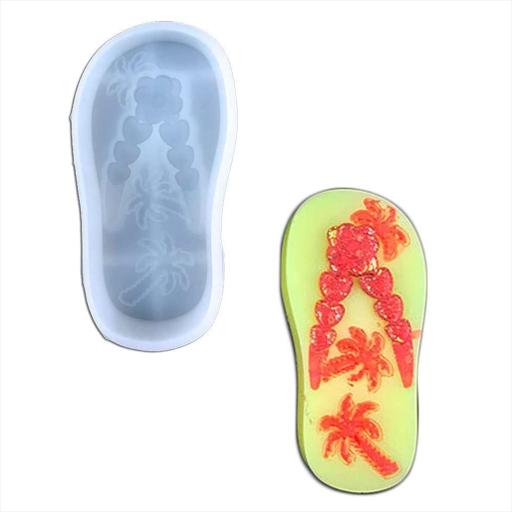 

5*2.48 inches Coconut Tree Print Silicone Car Freshie Pendant Flip Flops Making Soap