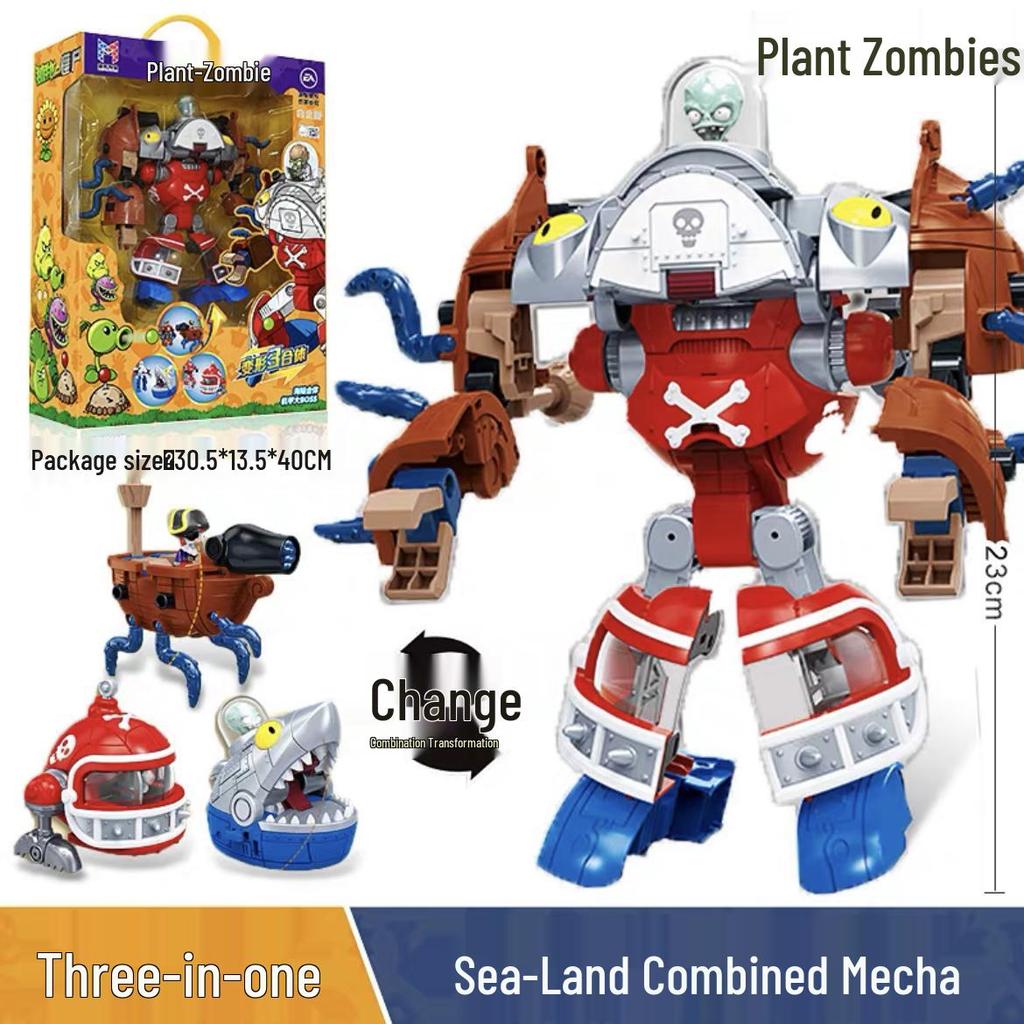 Plants vs. Zombies 2 Transforming Toys: Peashooter, Chomper, Shark, Doctor, Mecha, Giant Boy