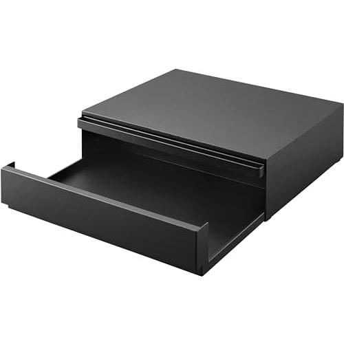 Yamazaki Tower Two-Way Kitchen Under-Appliance Drawer & Sliding Table, Black, Approx. W45 x D39.3-64 x H13.5cm (17.7-24.7 inches), with Sliding Shelf,