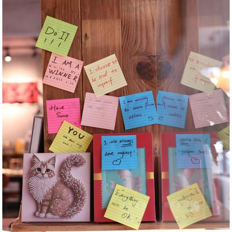 Lined Sticky Notes Self Adhesive Memo Pad Colorful Message Paper For Office School Supplies