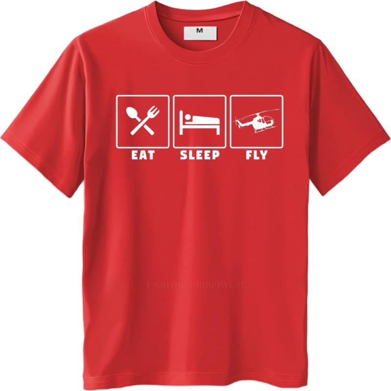 Men cotton tshirt Streetwear summer Women tshirt Eat Sleep Fly Short Sleeve Breathable ONeck tees Brand t shirt for man