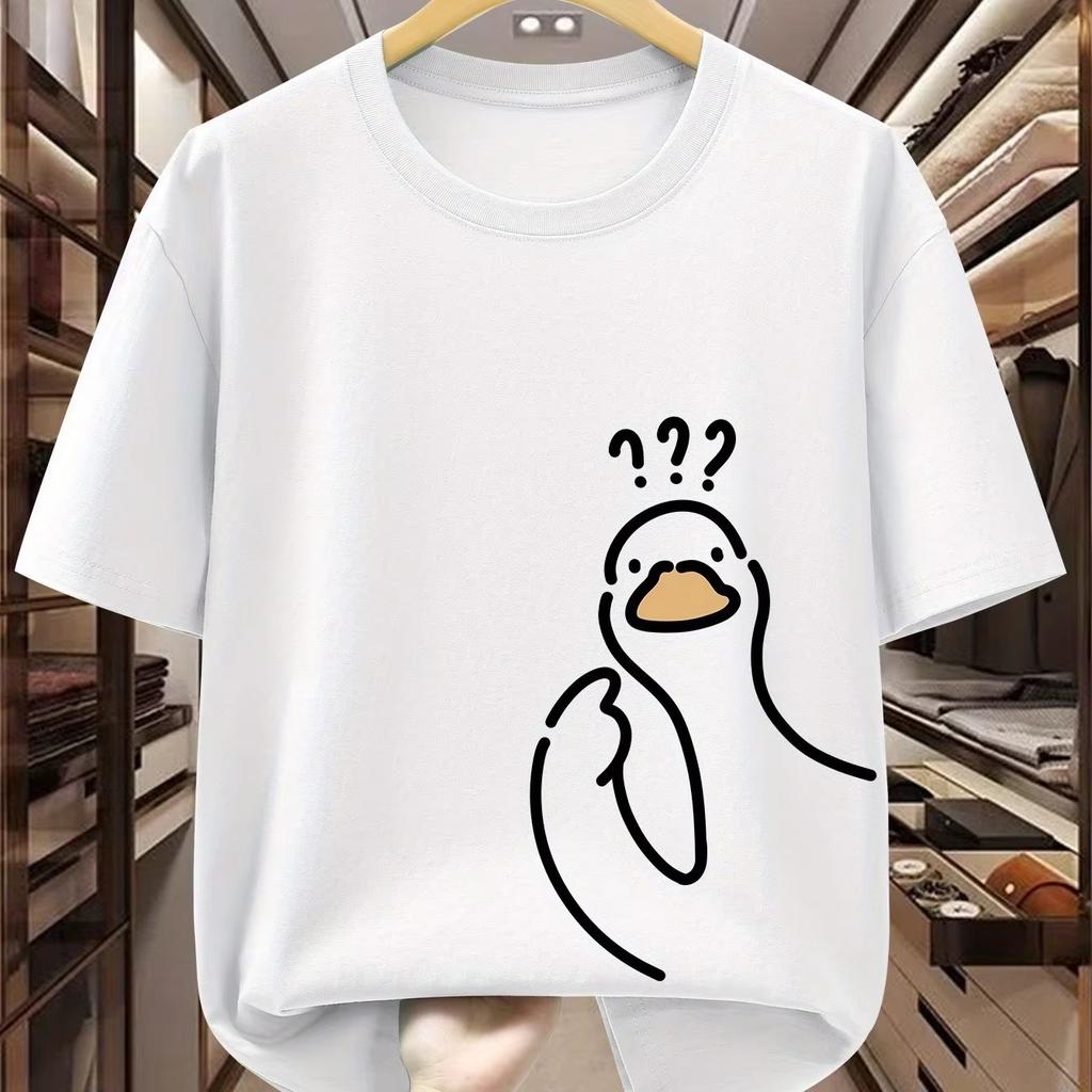 2026 Unisexs Pure Cotton Fashionable Casual Loose Sports Cartoon Pigeon Pattern Printed Round Neck Short Sleeved TShirt Top Ins