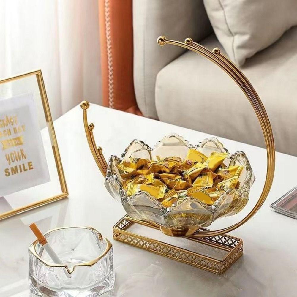 Large Capacity Flower Basket Shape Fruit Plates Metal Frame Dried Fruit Plate  Coffee Table