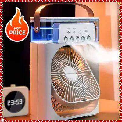 2PCS Portable Humidifier Fan Air Conditioners USB Electric Fan LED Night Light Water Mist Fun 3 In 1 Air Cooler Humidifie Work