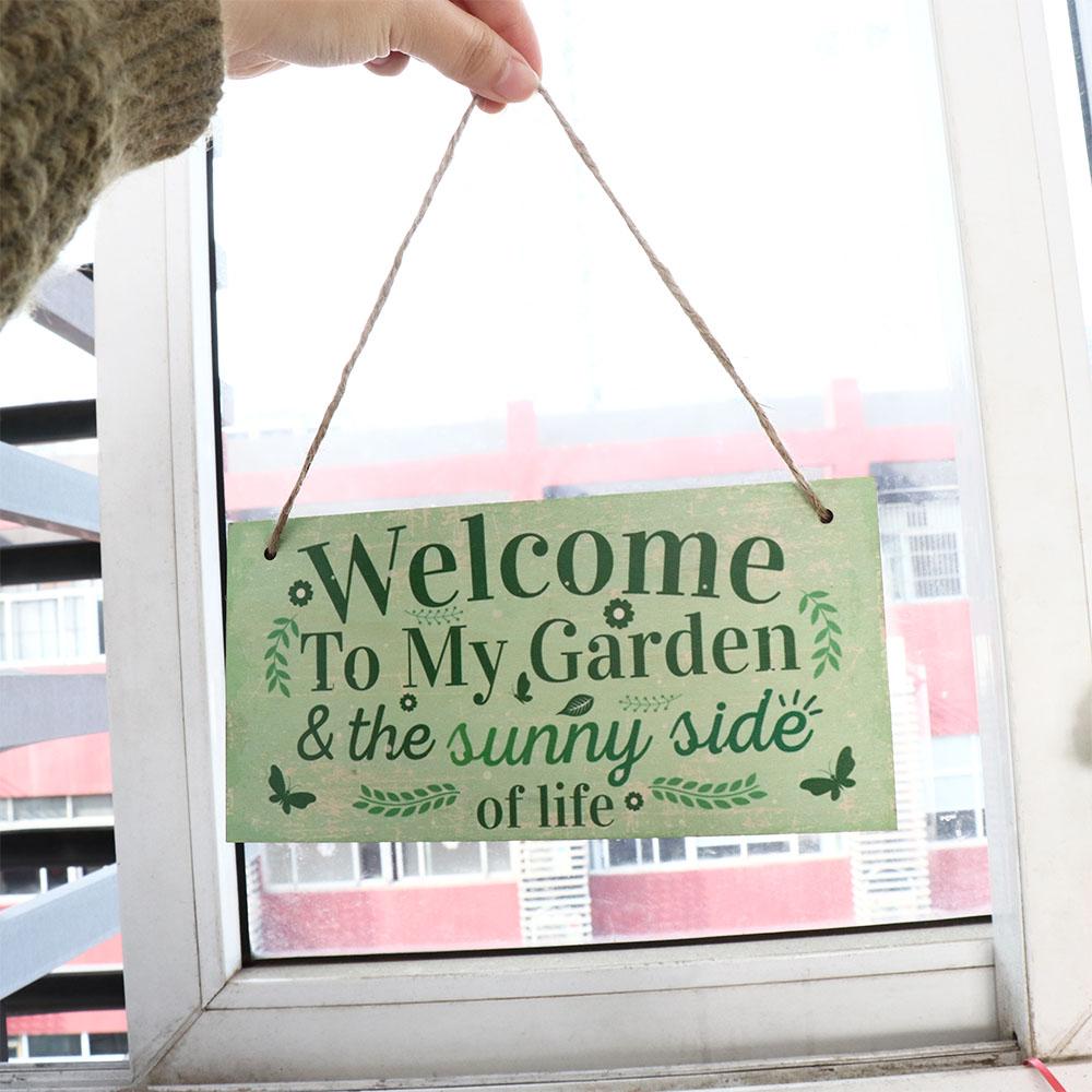 Handmade Garden Wooden Sign Wooden Door Hanging Decor Creative Welcome To My Garden Sign Home