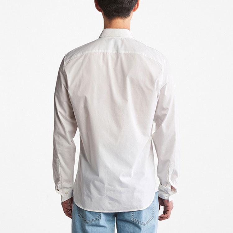 Timberland Casual Solid Color Breathable Business Slim Fit Odor Resistant Long Sleeve Shirt Men shirts White A62XH-100