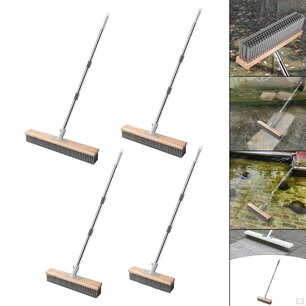 Long-handled, Heavy-duty Stainless Steel Wire Brush for Patio, Garden, Pool, And Bathroom Floors.