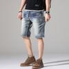 Scratched Retro Old Denim Shorts Men's Straight Five-point Pants Korean Version 5-point Medium Pants