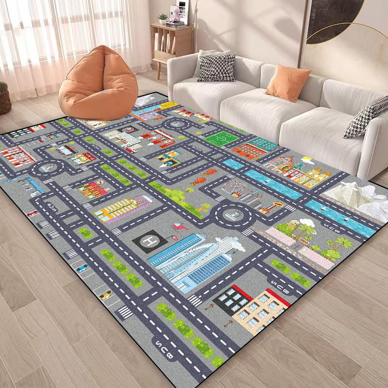 Modern Children Play Road Carpet Living Room Cartoon Home Decoration Baby Sofa Area Non-slip Rug Bedroom Soft Tatami Floor Mat