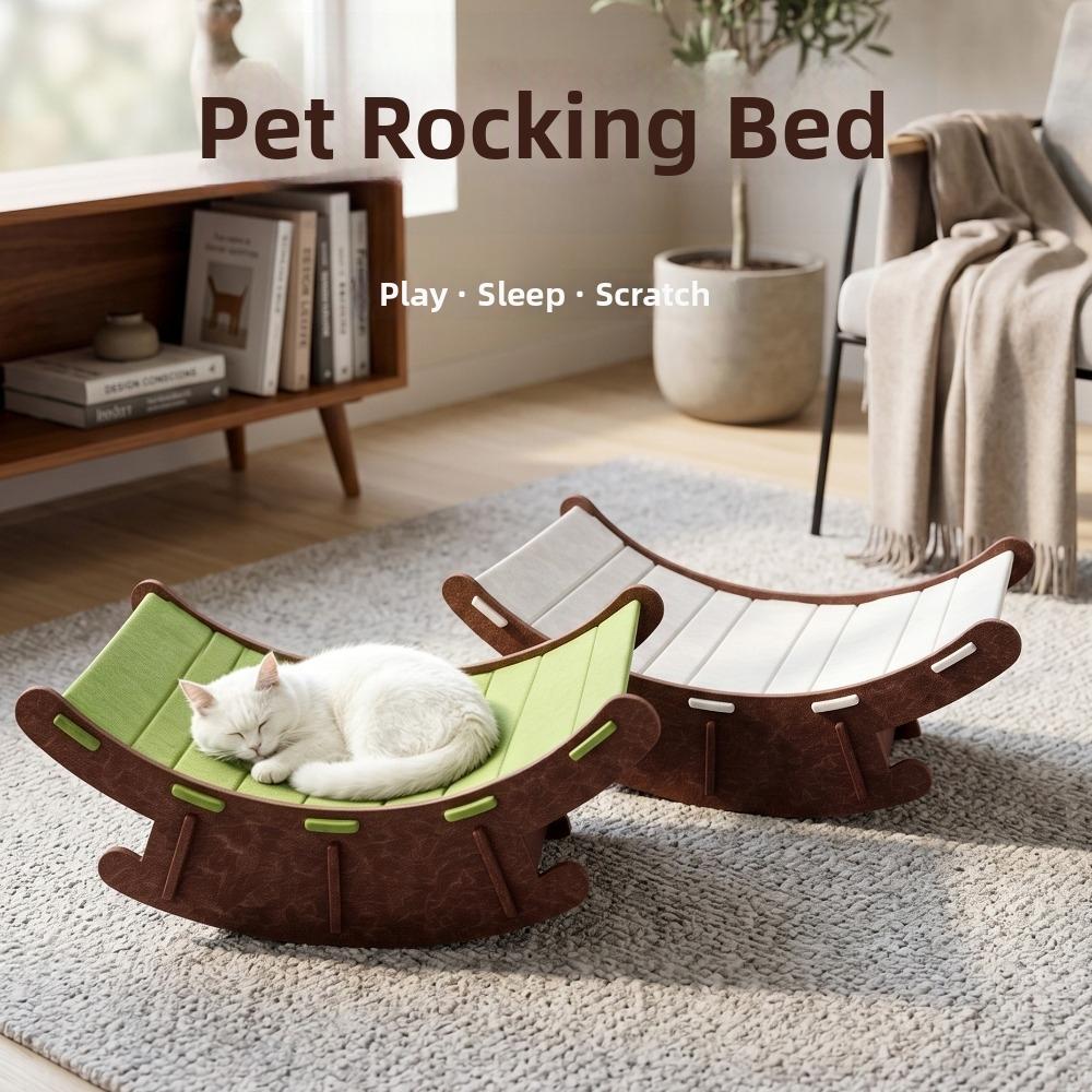 Elevated Pet Rocker Bed Wear-Resistant Cat Lounge Chair Cat Claw Rocker Chair for Grinding Paws