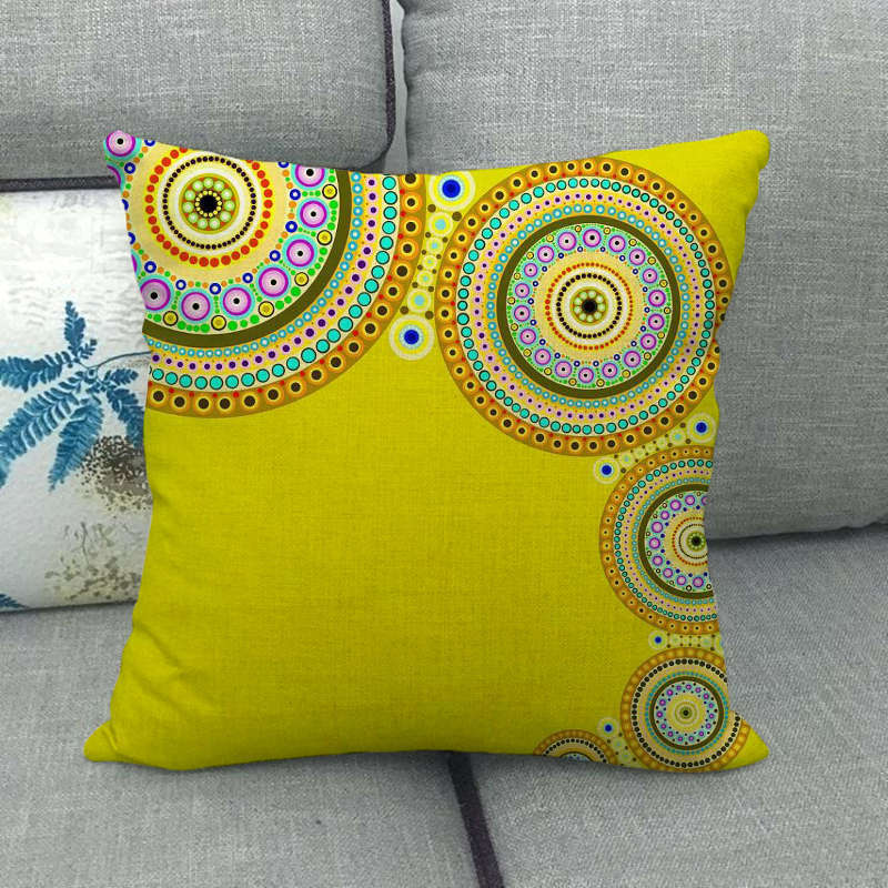 Circular Geometric Pattern Digital Printing Short Plush Pillow Covers For Car Sofa Office Cushion Cover Home Goods