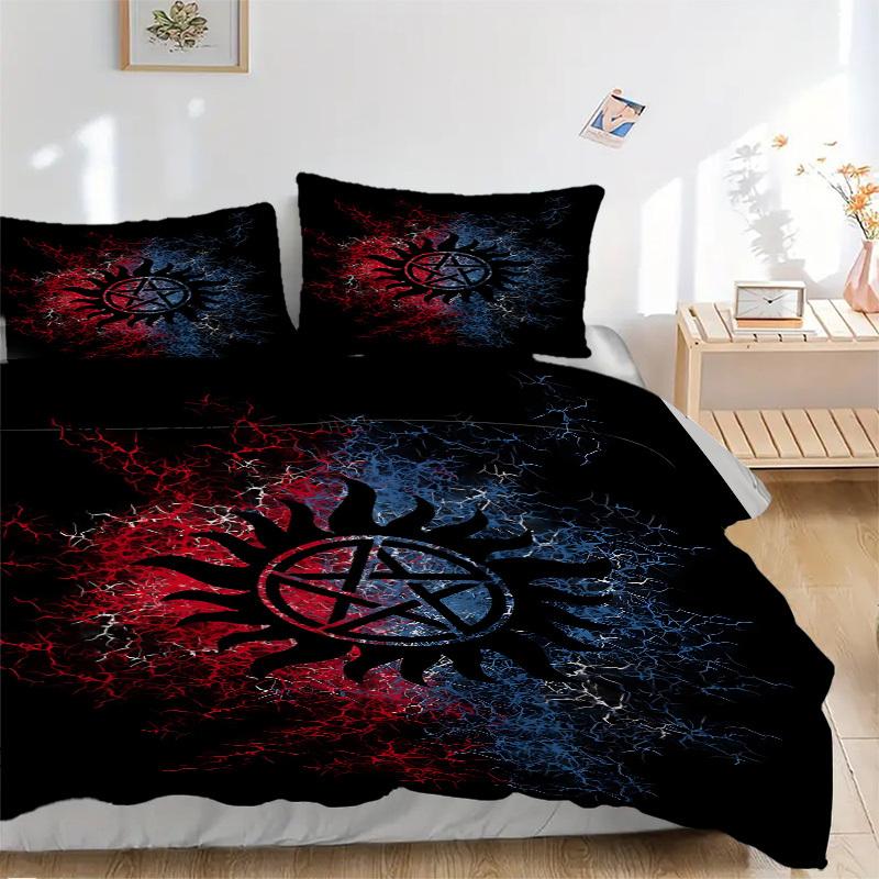 3-teiliges Übernatürliche Symbole Bettwäsche-Set - 1 Bettbezug + 2 Kissenbezüge, Ganzjahres-Schlafzimmer-Ausstattung, Perfekt für Zuhause079