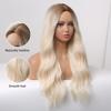 ALAN EATON Synthetic Wigs for Women Long Wavy Gradient Dark Brown Root Blonde Wigs Middle Part Cosplay Daily Heat Resistant Fiber