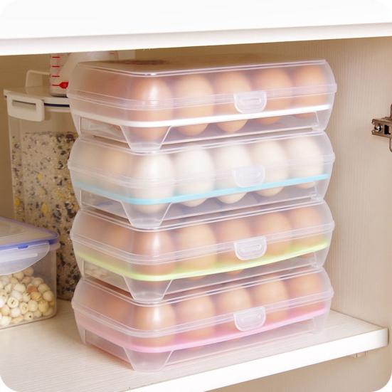 Refrigerator 15 Eggs Storage Box Holder Food Airtight Durable Container Case