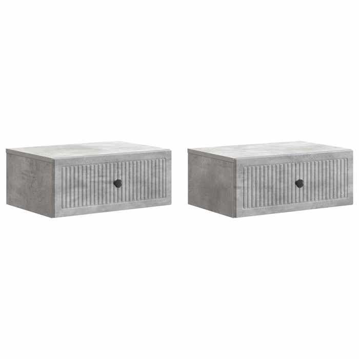 Cabinet de chevet - MAISON EXCLUSIVE - 2 pièces - Gris béton - Bois d'ingénierie - Vintage