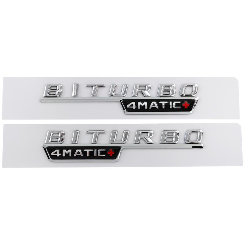 2Pcs 3D Biturbo 4matic Fender Badge Letter Emblem Sticker For Mercedes Benz C43 E43 GLC43 GLE43 Car Accessories AT1 b18