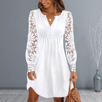 Mini Dress V Neck Versatile A Line Stylish Elegant Beach Style Party Short Dress Streetwear