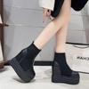 Moda 2024 Nuevas Botas de Tobillo de Invierno para Mujer Botas de Plataforma de Calidad Moda Femenina Bota Corta Tacón Alto Negro 13.5cm Cremallera Zapatos de Calceta para Mujer