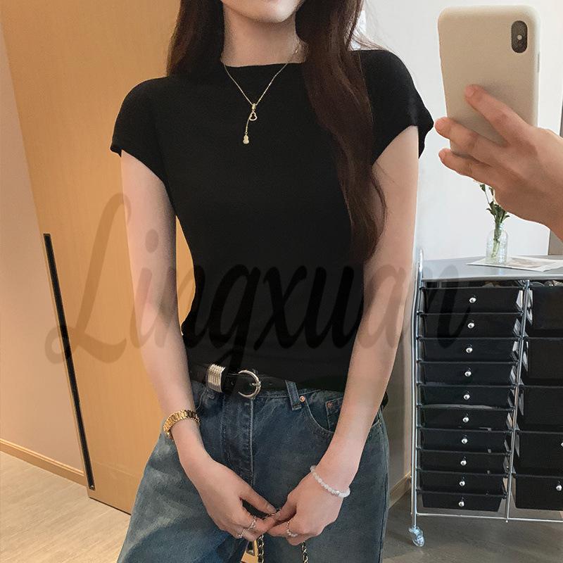2026 Unique Slim Fit Women s T-Shirt: Real Shot, Drop Shoulder, Round Neck, Short Sleeve - Early Summer Style Extra Large чёрный