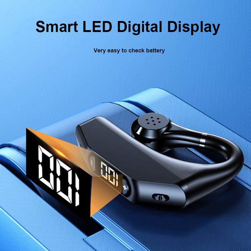 AlongChoice Bluetooth 5.3 Business Earphone LED Digital Display Headset Surround Music Large Capacity Headphone Waterproof