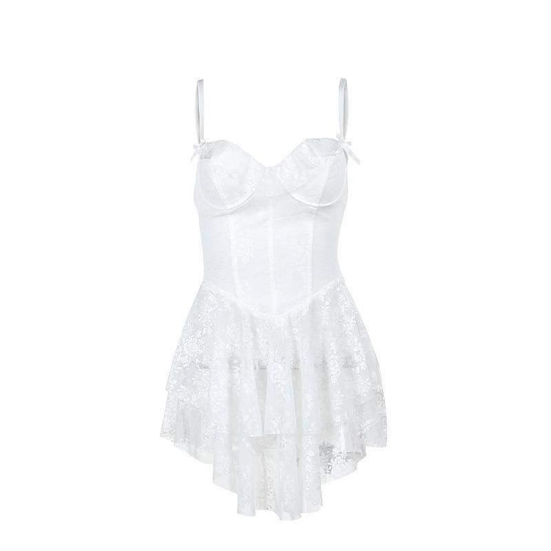 Women's Summer New Sexy Spice Girl Halter Dress Fashion Temperament Slim Ruffle Lace A Swing Dresses