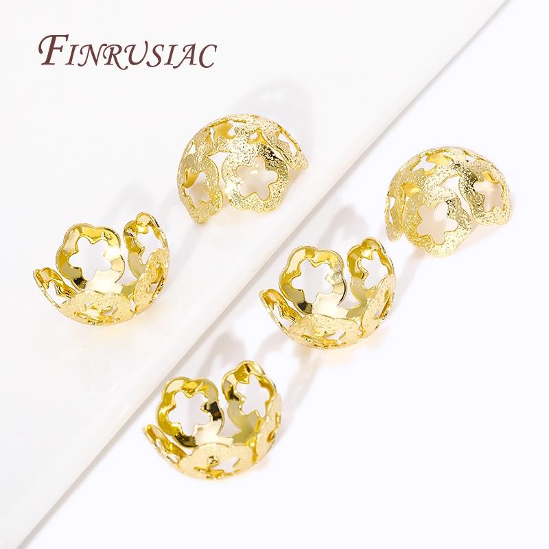 17*8.5MM 18K Gold Plated Hollow Flower Bead Caps High Quality Jewelry Beads Cap DIY Jewelry Accessories Wholesale