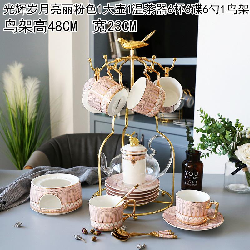 Ceramic Afternoon Tea Flower And Fruit Teacup Tea Set Household Flower Teapot Set Fruit Glass Pot With Filter Candle Heating