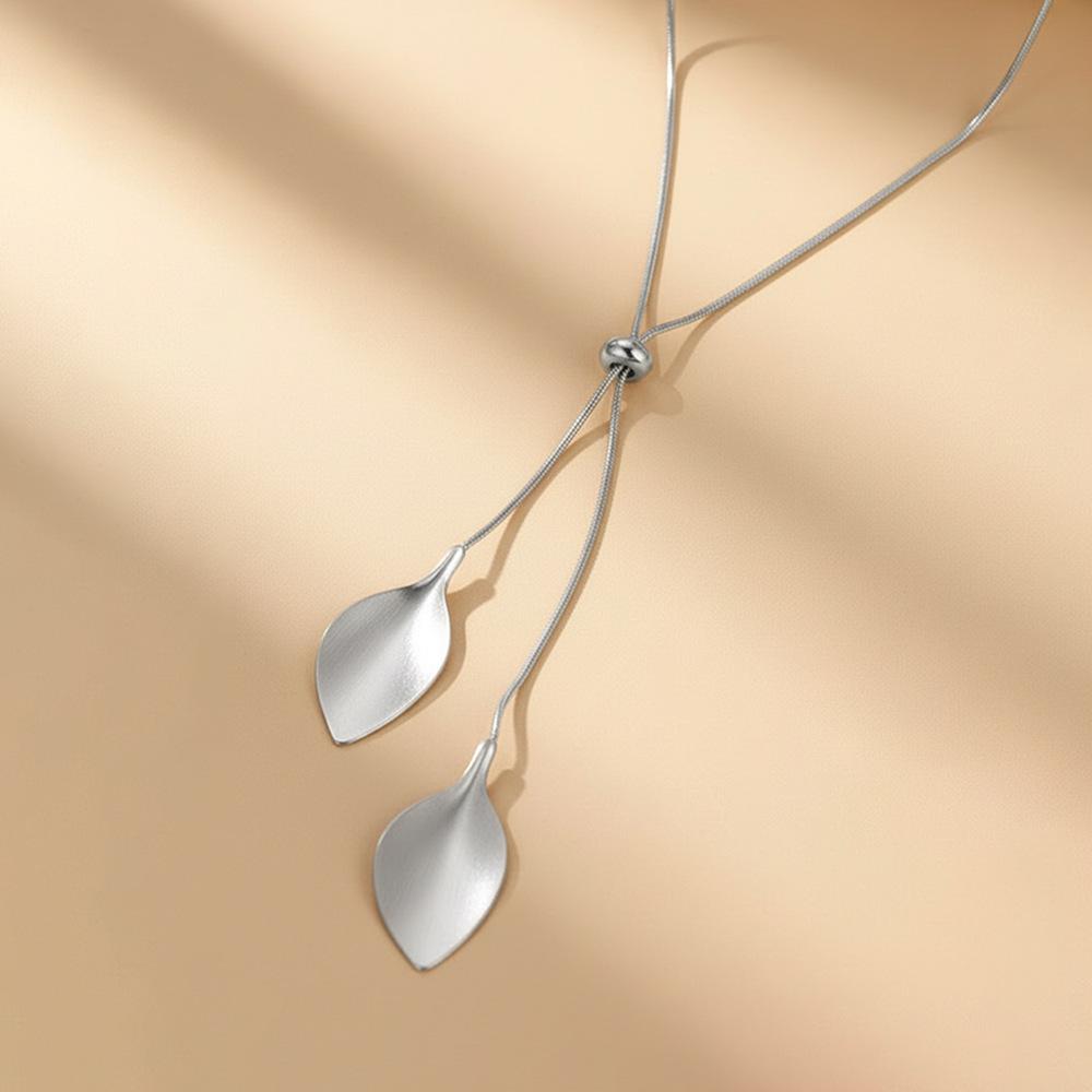 Waterproof Tassel Wind Gold-plated Snake Chain Necklaces Stainless Steel Adjustable Leaves  Lariat Necklaces Women
