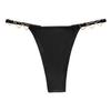 Women G-String Thongs Seamless Sexy Low Rise T-back Underwear Cheeky Glitter Panties with Heart Shaped Metal Chain