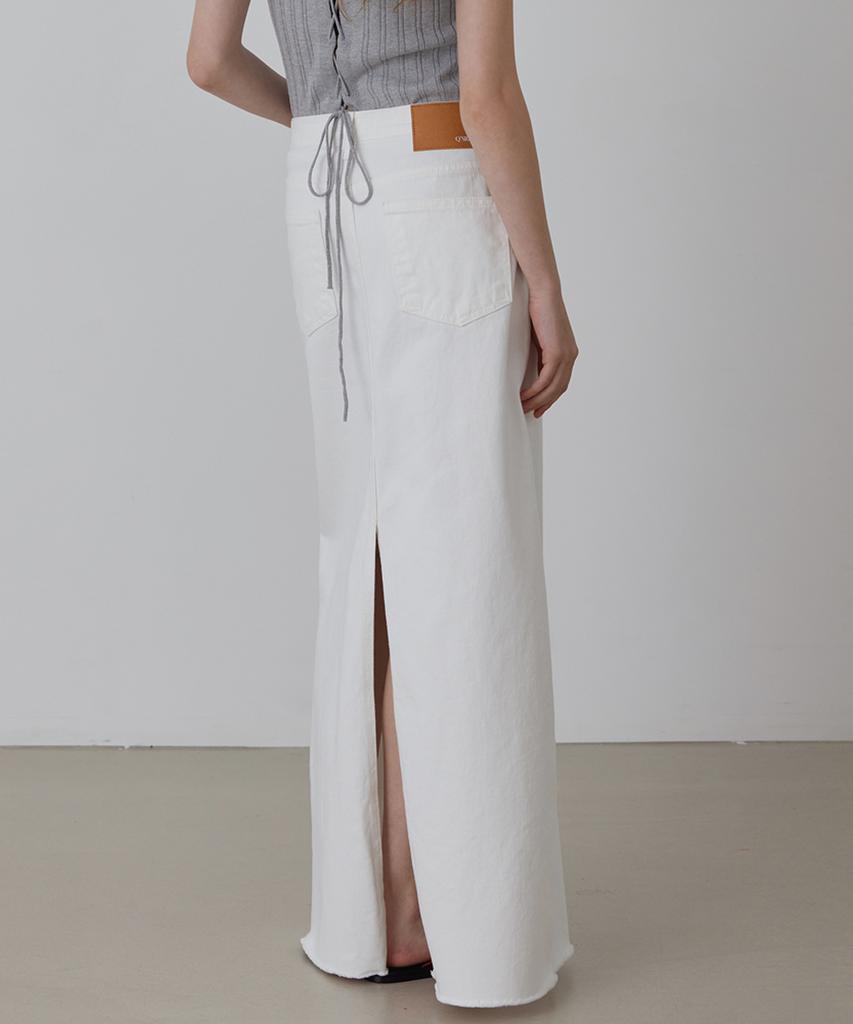 Kwinseulaebis Long Slit Denim Skirt_White_4Colors