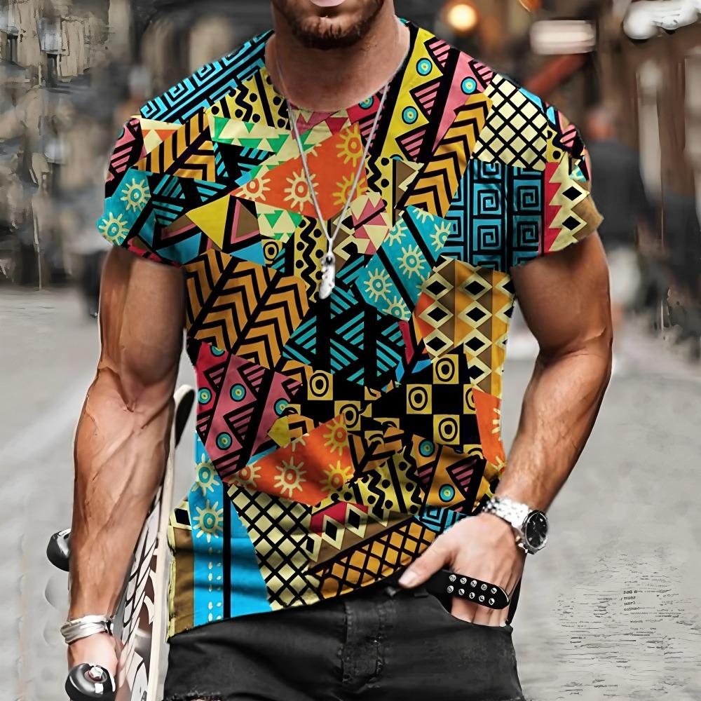 Summer fashion men's printed T-shirt round