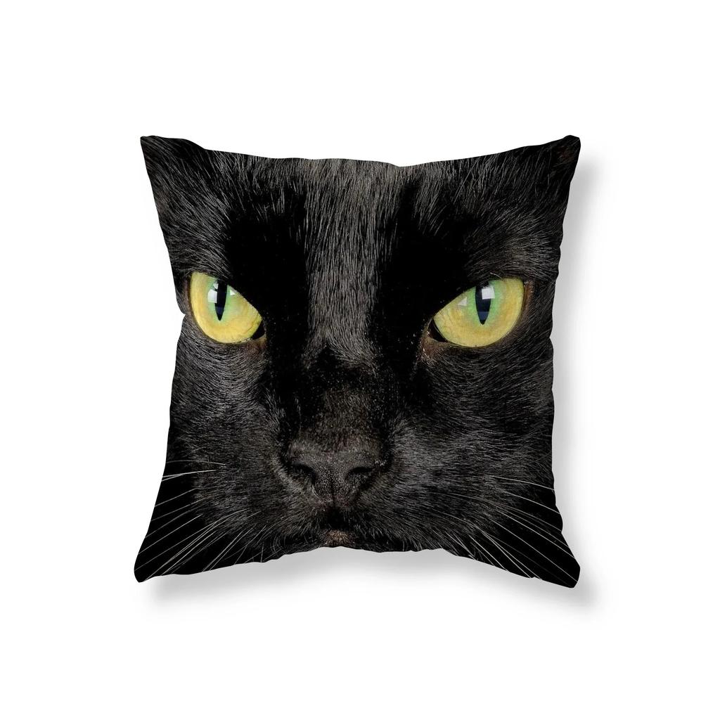 Cute Funny Black Cat Sofa Car Decoration Office Game Chair Cushion Cover Room Home Pillowcase