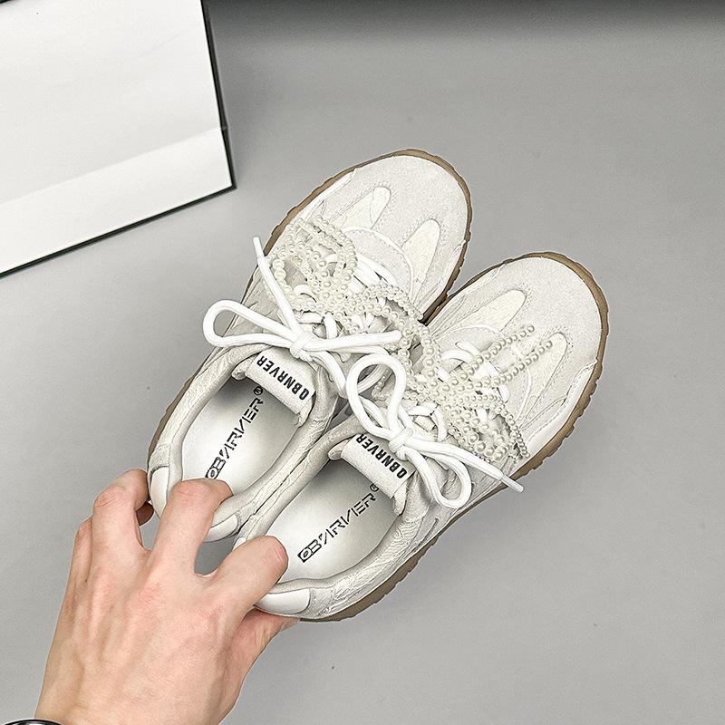 Grape Mother Has the Same Style, Ballet Style Leather German Training Shoes, Women's Forrest Gump Shoes, Dad Shoes, Little White Shoes, Large Size Wo