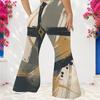 Women Plus Size High Waist Red Blue Star Printed Full Length Flared Pants