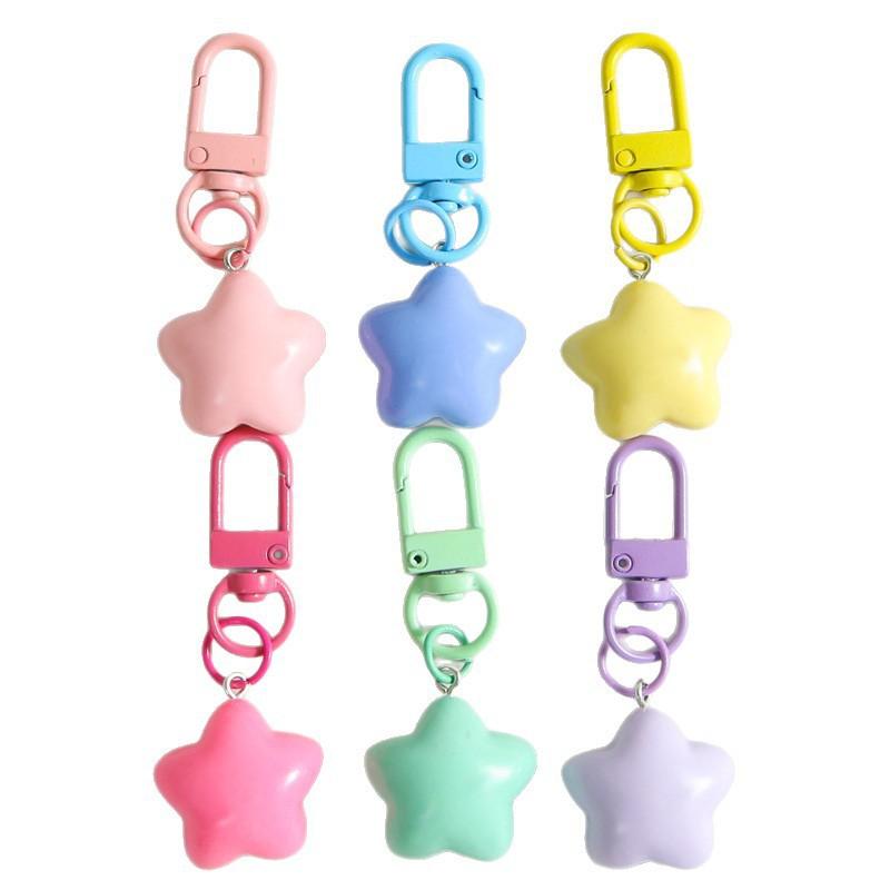 Colorful pentagram star pendant cartoon bag metal keychain jewelry pendant