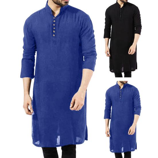 Pánská košile s dlouhým rukávem zapínání na knoflíky pánské dlouhé róby ležérní muži tradiční košile outdoor nabídka