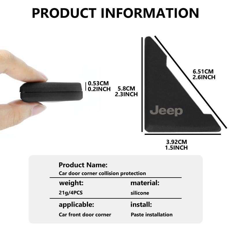 For Jeep Car Door Corner Anti-collision Sticker Bumper Anti-scratch Protector Stickers Grand Cherokee Patriot Renegade Compass AMS1