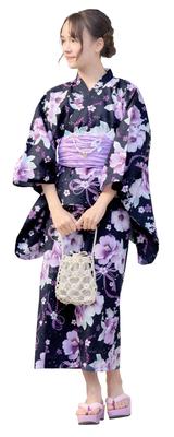 Arisana Yukata for Separate Sizes and 160cm and Watercolor Camellia 130cm Two-Way Girls, Set, 120, 130, 140, 150, (3-Piece Set Top, Dress, Obi),