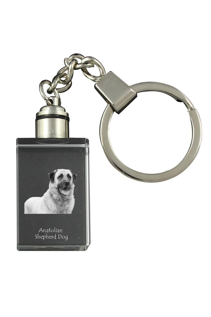 Anatolian Shepherd Dog, Turkish Kangal Dog - Crystal Key Ring with Dog Photo, Illuminated Key Ring, Unique Gift by Art-Dog Brand
