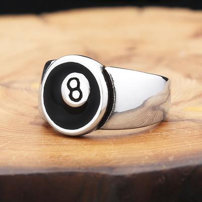 Anelli con Ingranaggio Numero 8 Nero Vintage Punk per Uomo Donna Acciaio Inossidabile Hip Hop Party Gioielli Dropshipping
