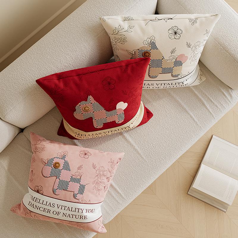 Cute Pony Sofa Pillow Living Room Pillowcase Removable Washable Year Of The Horse Bay Window Cushion Bed Headrest Pillow